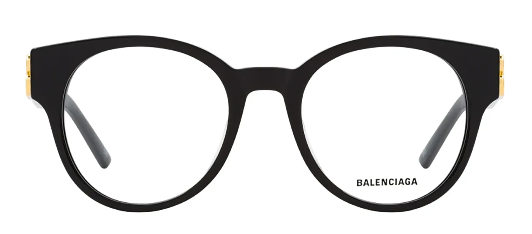 Balenciaga BB 0173O 001 Round Plastic Black Eyeglasses with Logo Stamped Demo Lenses sold by Gaffos