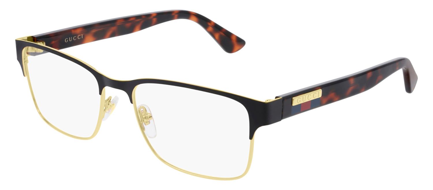 Gucci GG 0750O 002 Rectangle Metal Havana Eyeglasses with Demo Lens sold by Gaffos