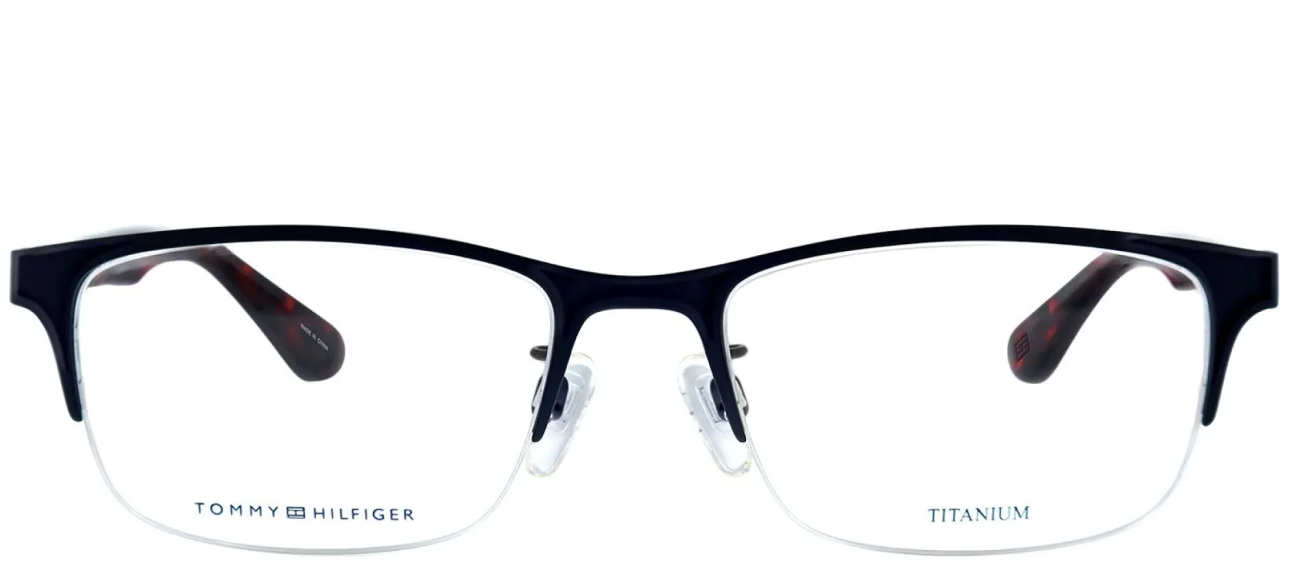 Tommy Hilfiger TH 1583F FLL Square Metal Blue Eyeglasses with Demo Lens made by Gaffos