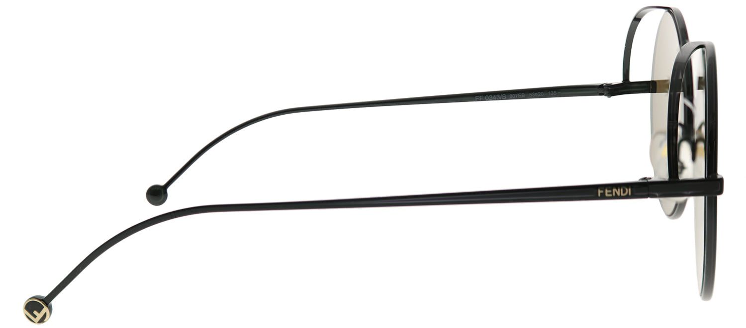 Fendi FF 0343 807 EB Round Metal Black Sunglasses with Brown Gold Fendi Logo Lens sold by Gaffos product image thumbnail 3