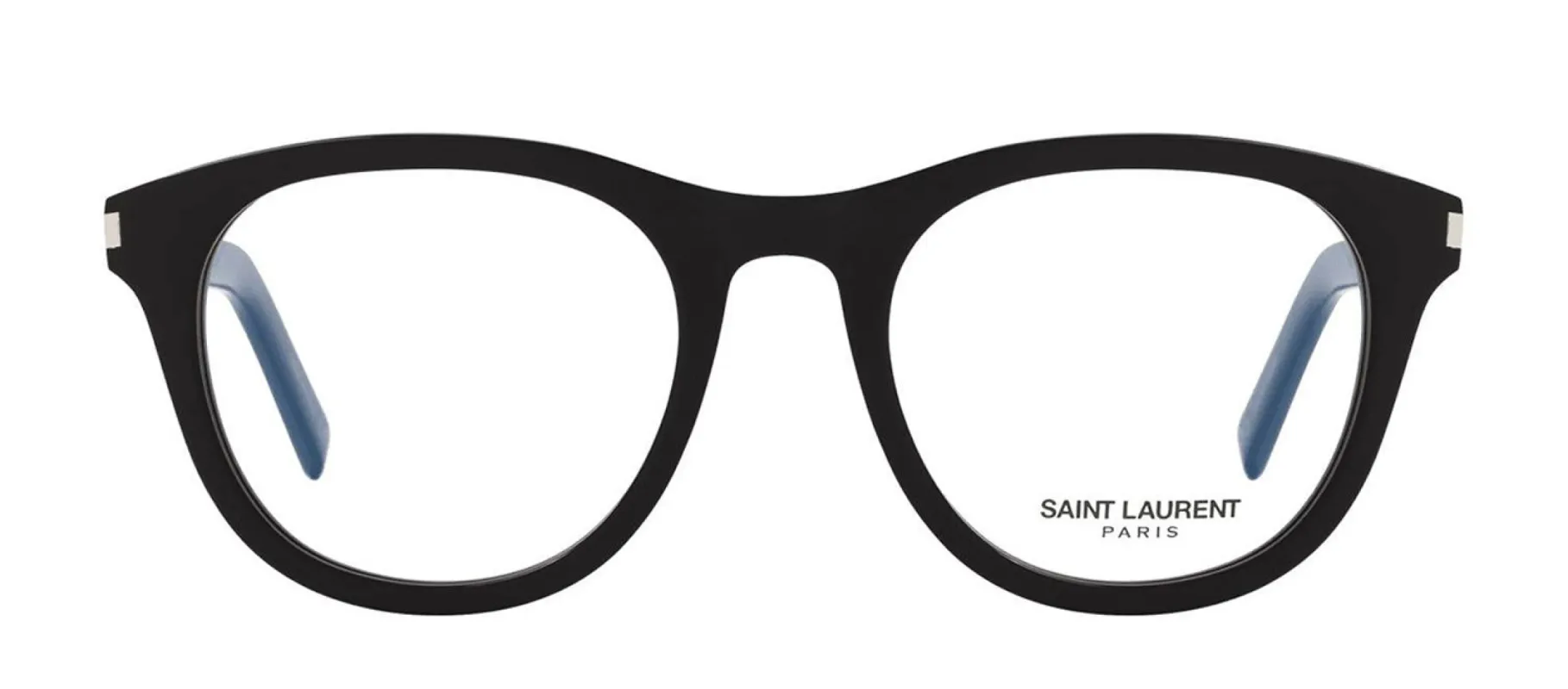 Saint Laurent SL 403 001 Round Plastic Black Eyeglasses with Logo Stamped Demo Lens sold by Gaffos