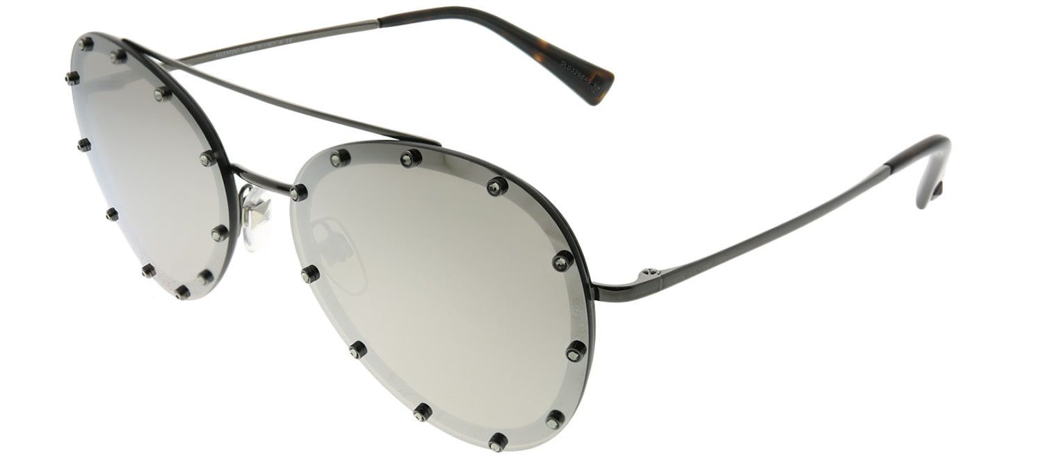 Valentino VA 2013 30056G Aviator Metal Ruthenium/ Gunmetal Sunglasses with Silver Mirror Lens sold by Gaffos product image thumbnail 2
