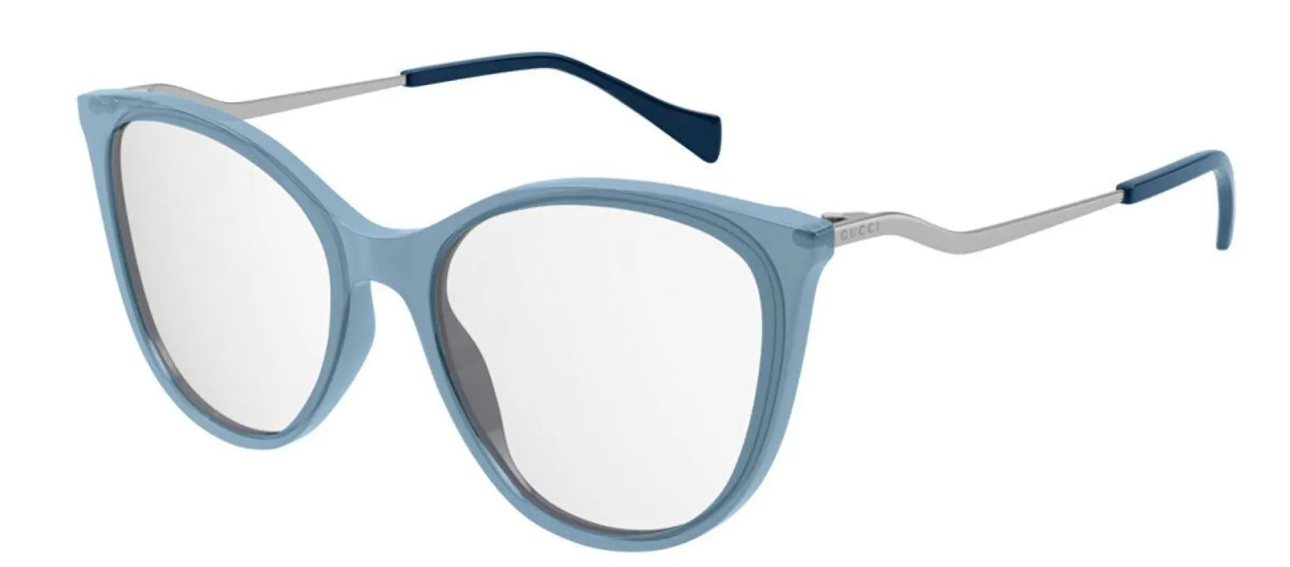 Gucci GG 1007O 003 Cat-Eye Plastic Light Blue Eyeglasses with Logo Stamped Demo Lens sold by Gaffos