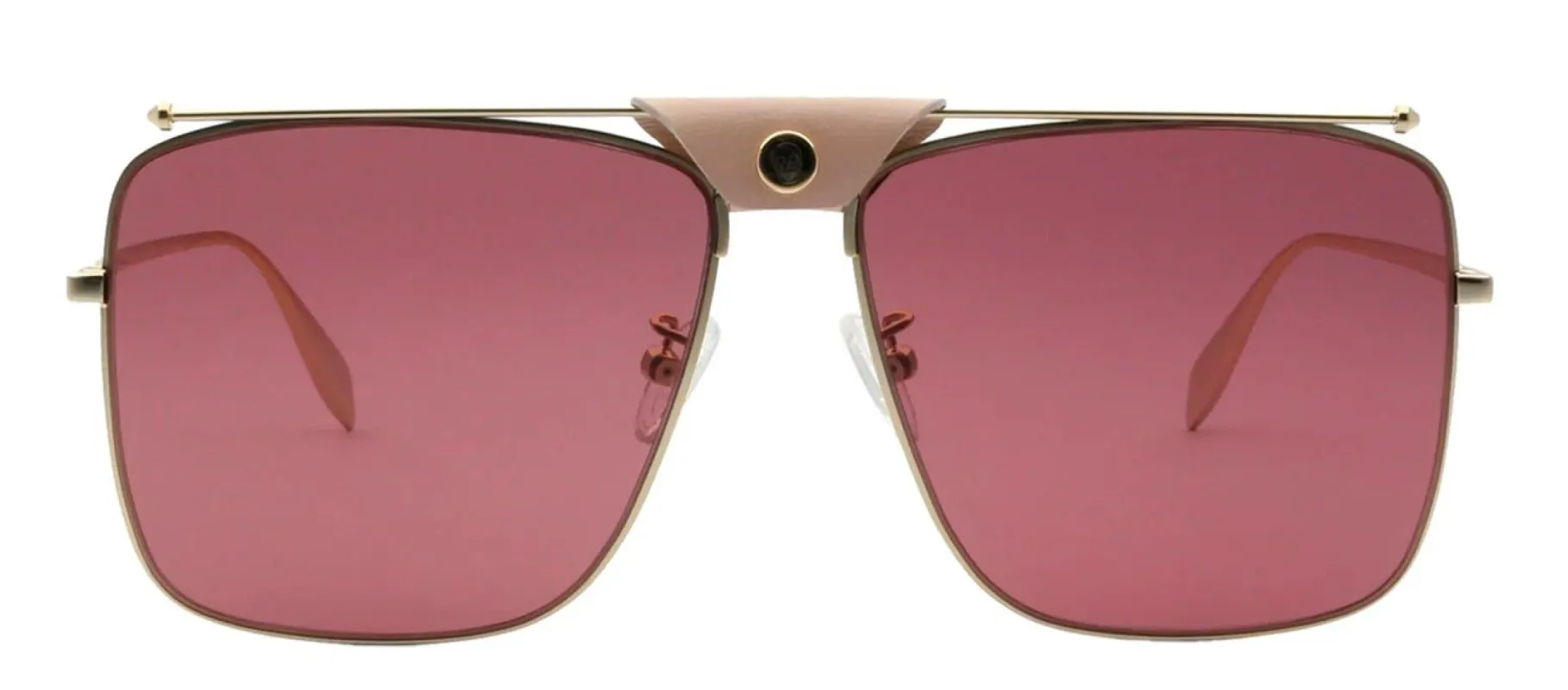 Alexander McQueen AMQ 0318S 003 Pilot Metal Gold Sunglasses with Purple Lens made by Gaffos