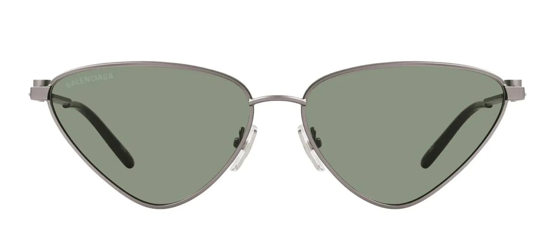 Balenciaga BB 0166S 002 Cat-Eye Metal Ruthenium Sunglasses with Green Lens sold by Gaffos
