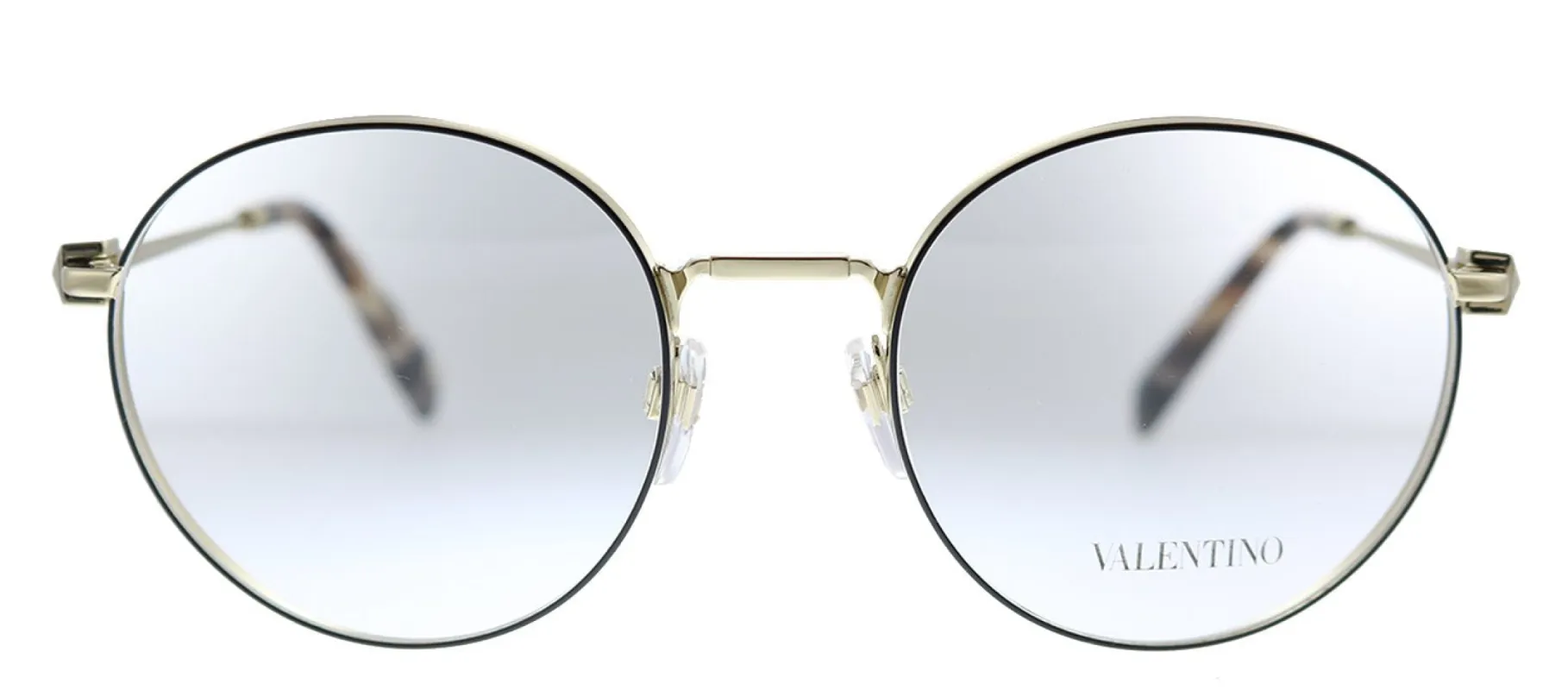 Valentino VA 1020 3003 Round Metal Pale Black Gold Eyeglasses with Demo Lens sold by Gaffos