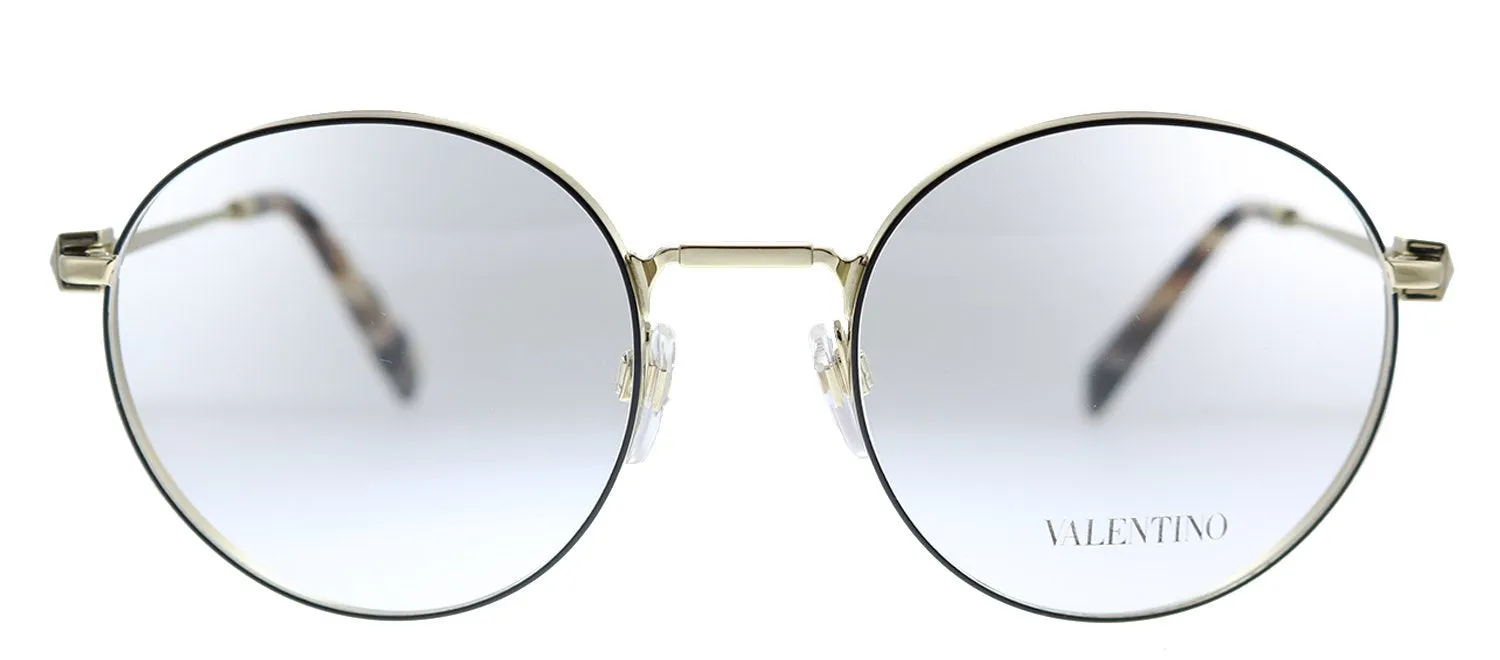 Valentino VA 1020 3003 Round Metal Pale Black Gold Eyeglasses with Demo Lens sold by Gaffos