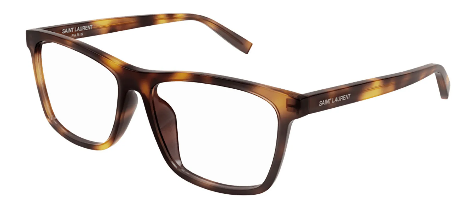 Saint Laurent SL 505O 3 Rectangle Plastic Havana Eyeglasses with Logo Stamped Demo Lenses sold by Gaffos
