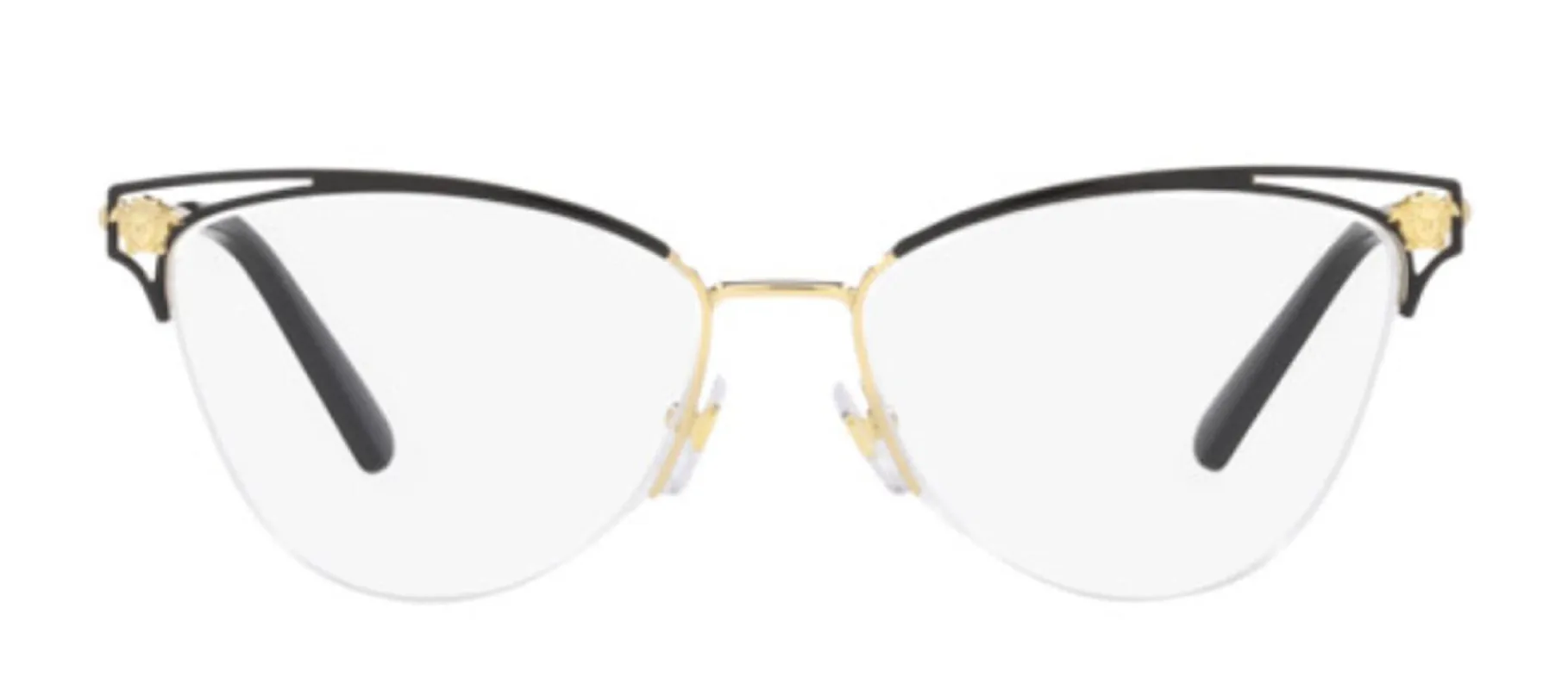Versace VE 1280 1433 Cat-Eye Metal Black Eyeglasses with Logo Stamped Demo Lenses sold by Gaffos