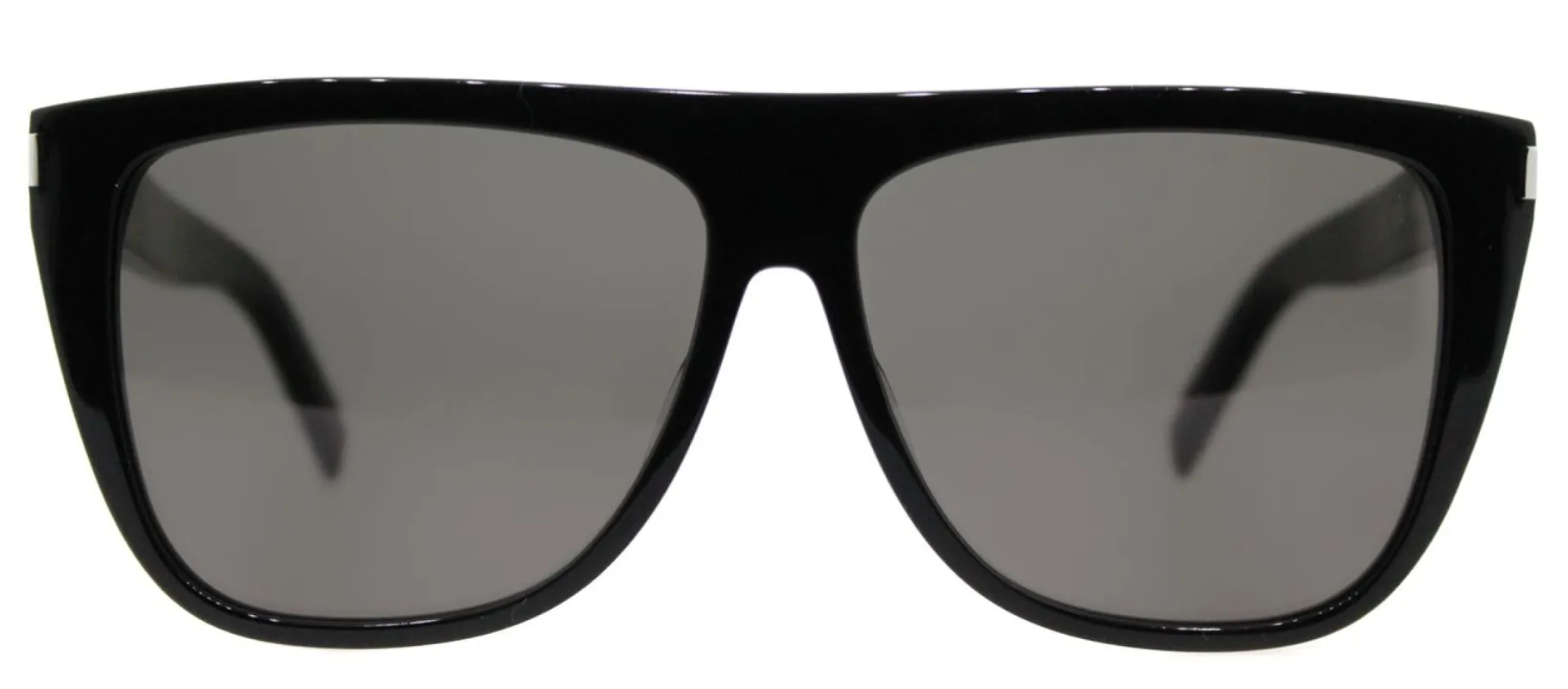 Saint Laurent SL 1 002 Fashion Acetate Black Sunglasses with Silver Mirror Lens sold by Gaffos