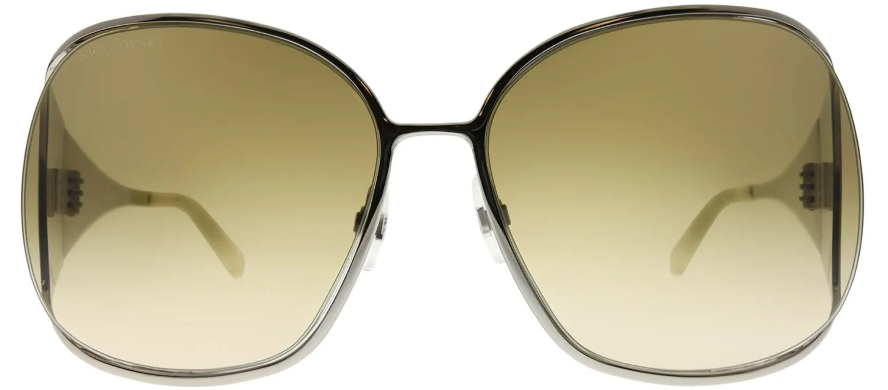 Swarovski Sk 0016 16F Oval Metal Silver Sunglasses with Brown Lens made by Gaffos