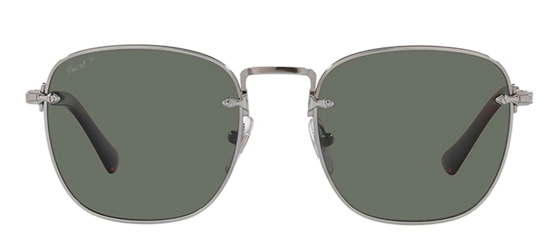 Persol PO 2490S 513/58 Square Metal Gunmetal Sunglasses with Green Polarized Lens sold by Gaffos