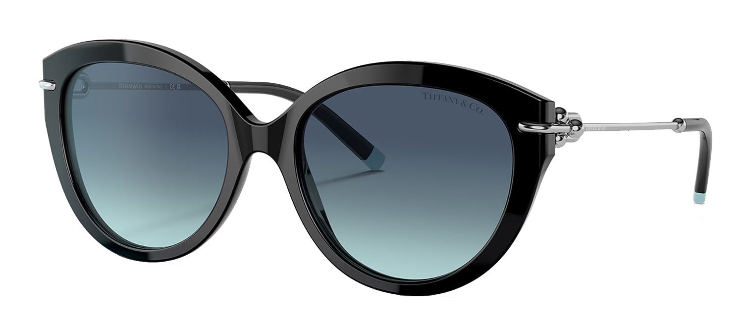 Tiffany & Co. TF 4187 83429S Cat Eye Metal Black/Silver Sunglasses with Azure Blue Gradient Lens sold by Gaffos