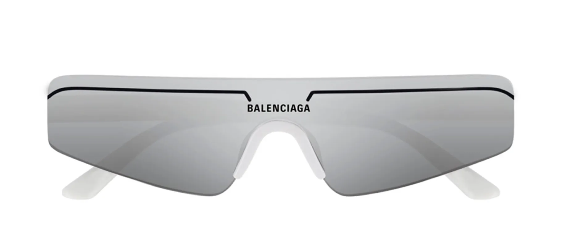 Balenciaga BB 0003S 002 Shield Acetate White Sunglasses with Silver Mirror Lens sold by Gaffos