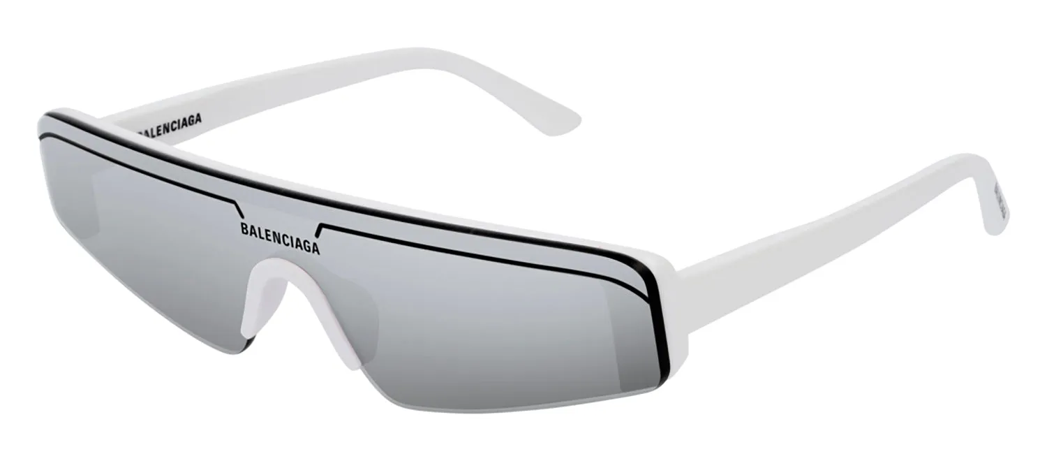 Balenciaga BB 0003S 002 Shield Acetate White Sunglasses with Silver Mirror Lens sold by Gaffos product image thumbnail 2
