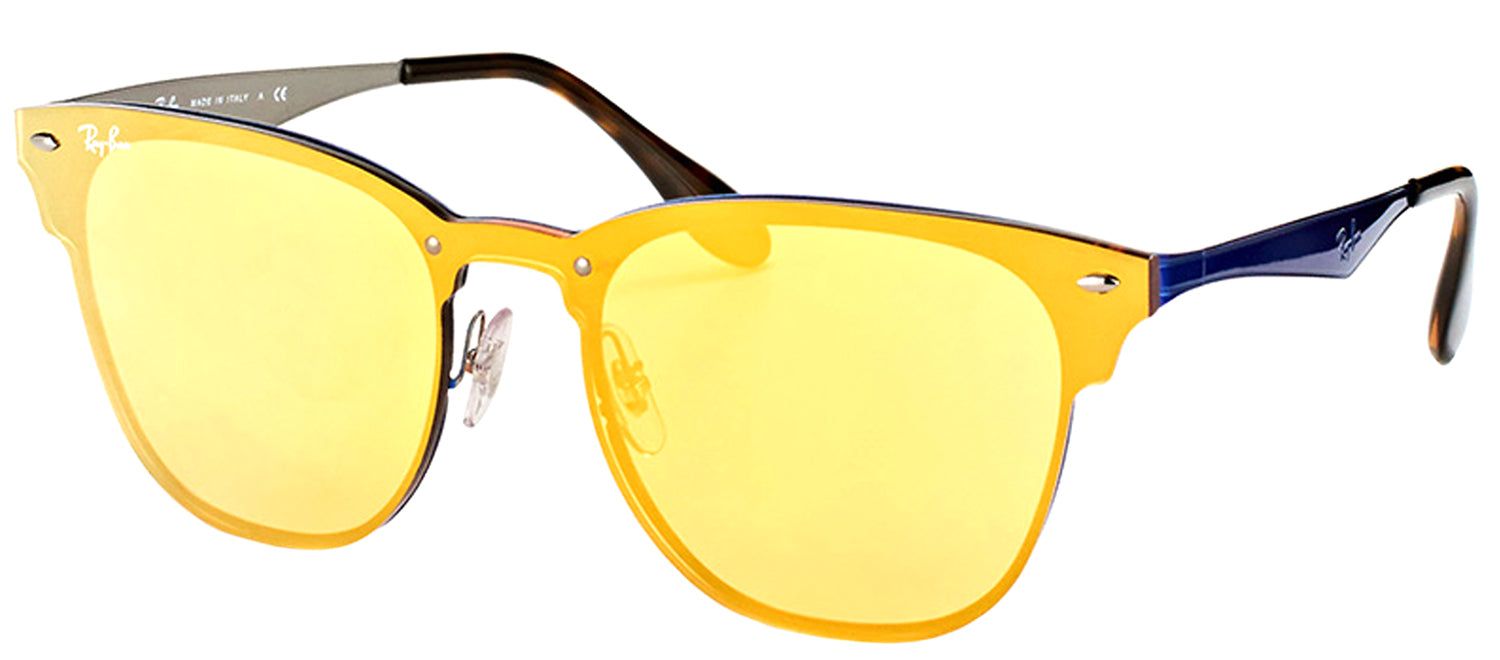 Ray-Ban RB 3576N 90377J Clubmaster Metal Blue Sunglasses with Dark Orange Gold Mirror Lens sold by Gaffos product image thumbnail 2