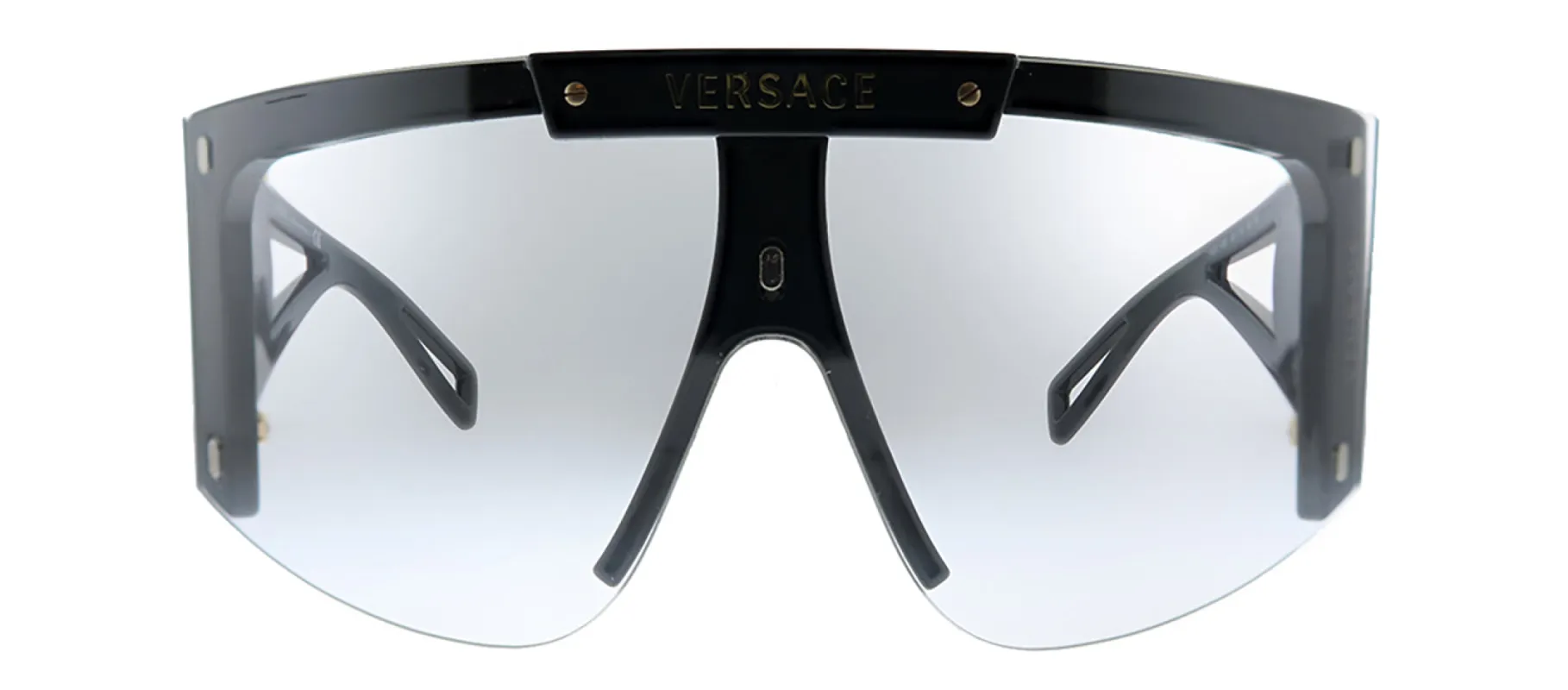 Versace VE 4393 GB1/1W Shield Plastic Black Sunglasses with Purple Or Grey Clip On Lens sold by Gaffos