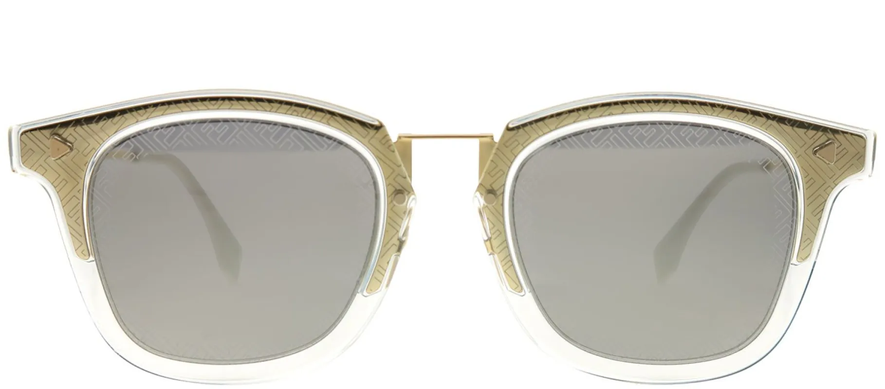 Fendi FF M0045 J5G UE Square Metal Gold Sunglasses with Grey Mirror Fendi Logo Lens sold by Gaffos