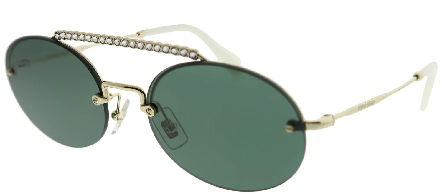 Miu Miu MU 60TS ZVN3O1 Oval Metal Gold Sunglasses with Green Lens sold by Gaffos product image thumbnail 2