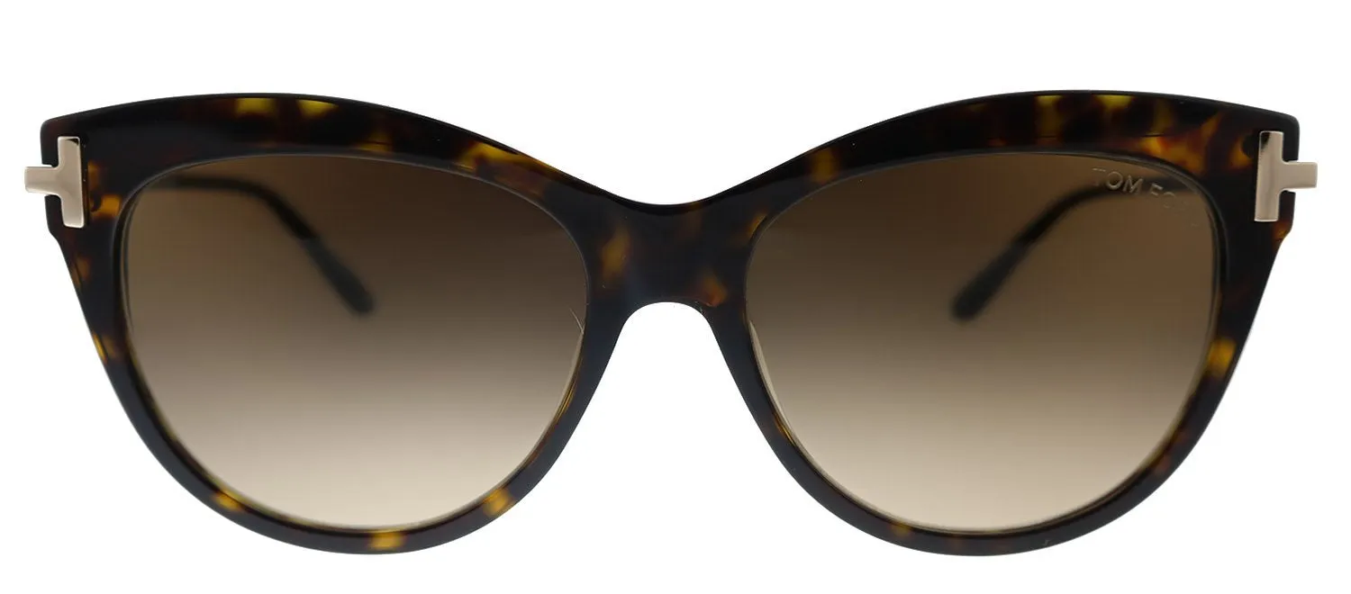 Tom Ford Kira TF 821 52F Cat-Eye Plastic Havana Sunglasses with Brown Gradient Lens sold by Gaffos