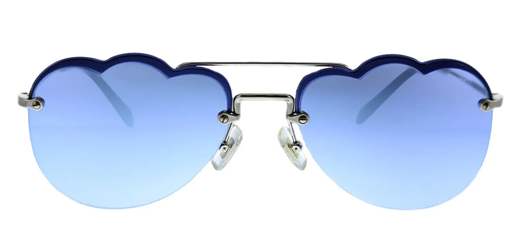 Miu Miu CORE COLLECTION MU 56US 1BC178 Fashion Metal Silver Sunglasses with Purple Mirror Lens sold by Gaffos