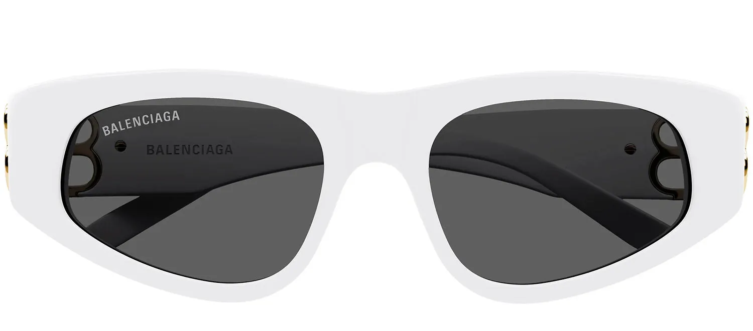 Balenciaga BB 0095S 012 Oval Plastic White Sunglasses with Grey Lens sold by Gaffos