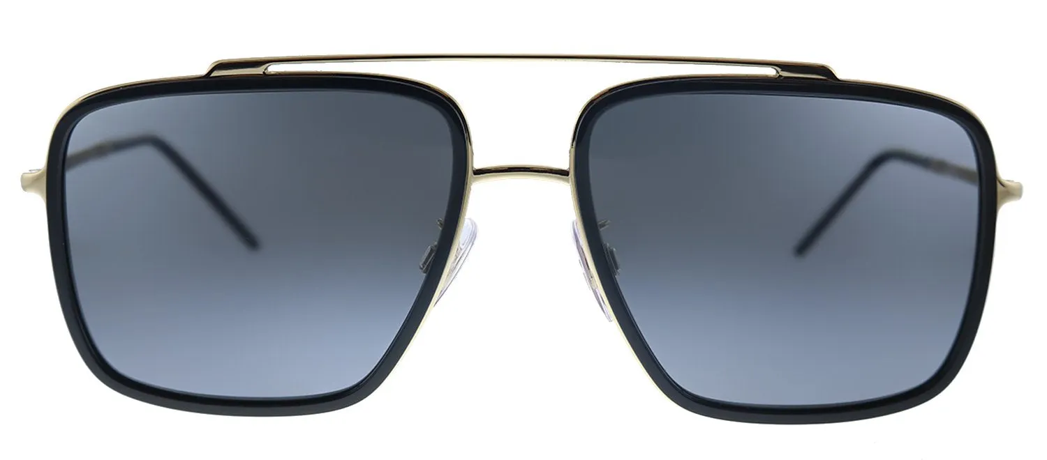Dolce & Gabbana DG 2220 02/81 Square Metal Gold Black Sunglasses with Brown Gradient Polarized Lens sold by Gaffos