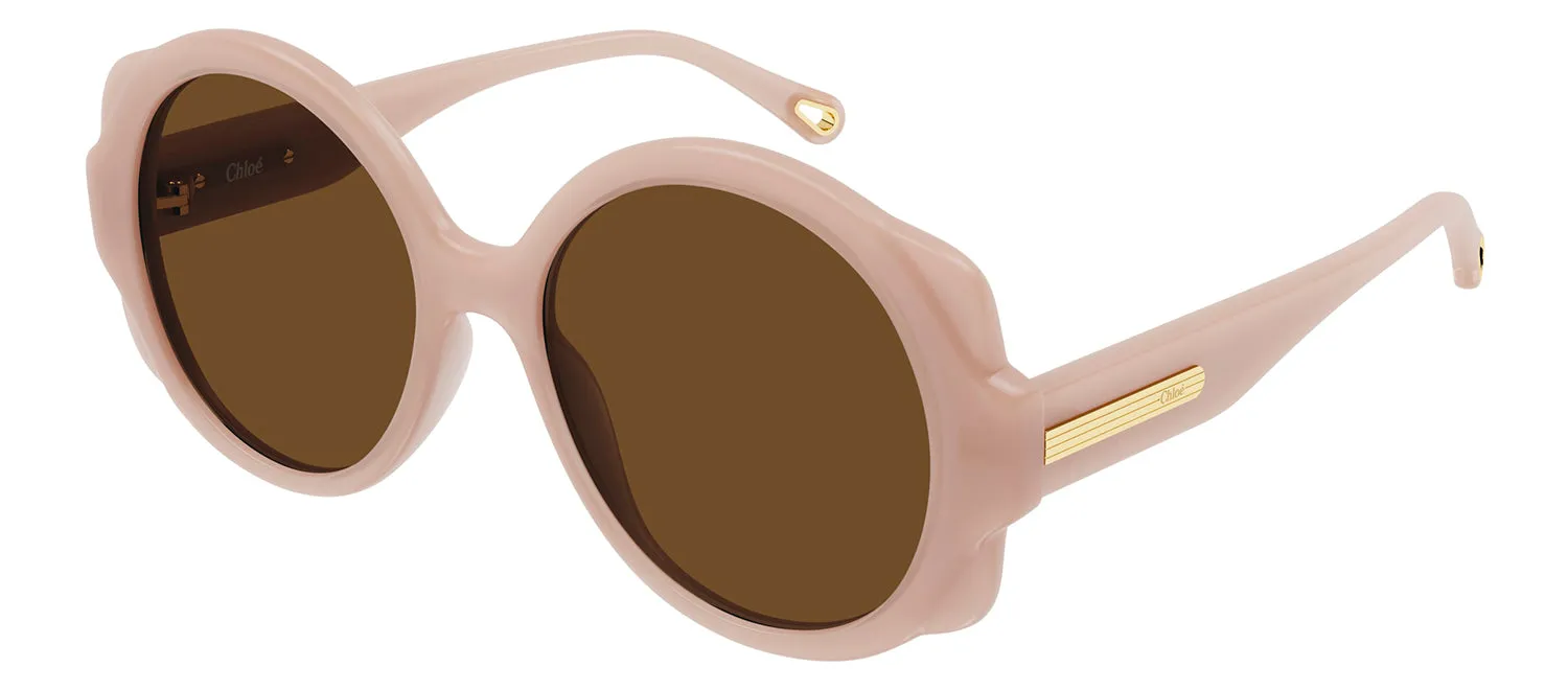 Chloe CH 0120S 003 Round Plastic Nude Sunglasses with Brown Lens sold by Gaffos