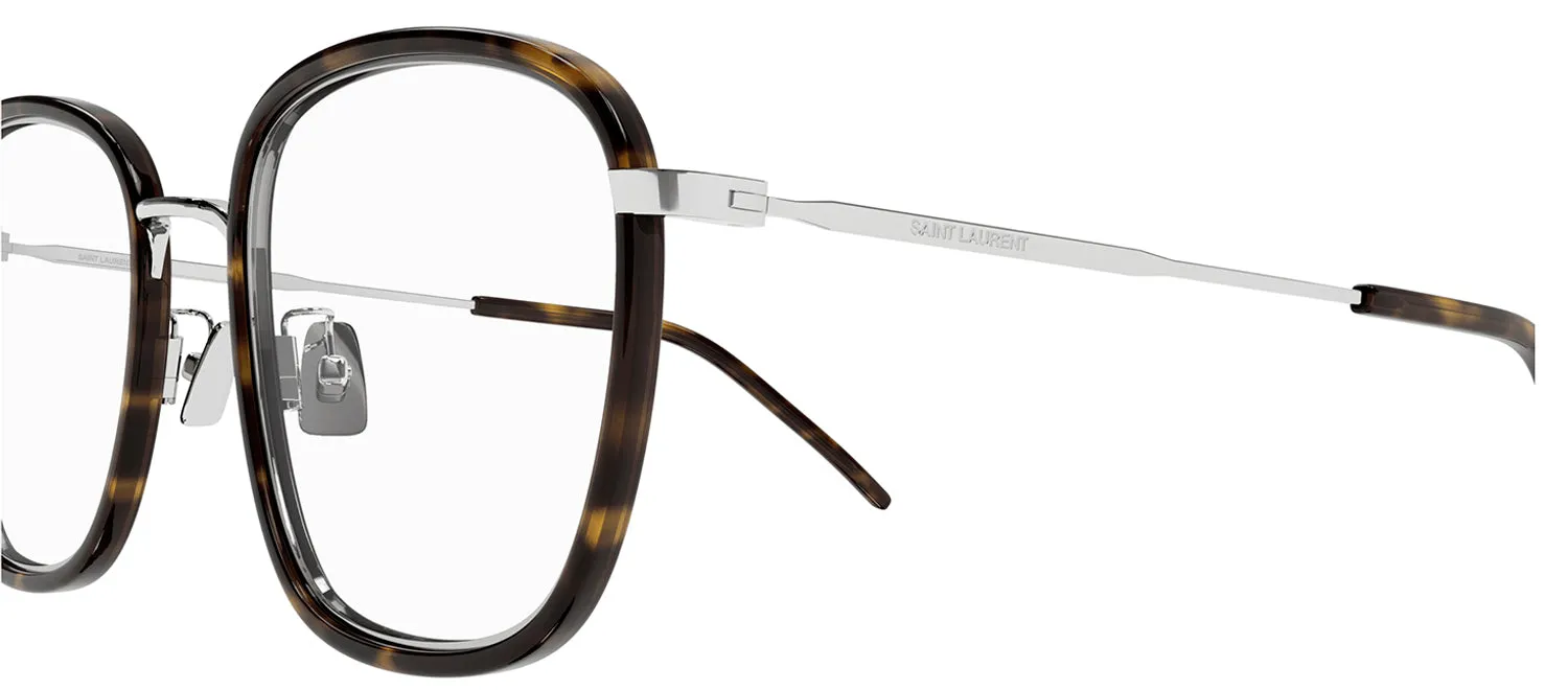 Saint Laurent SL 440/F OPT 002 Square Metal Havana Eyeglasses with Logo Stamped Demo Lenses sold by Gaffos product image thumbnail 3