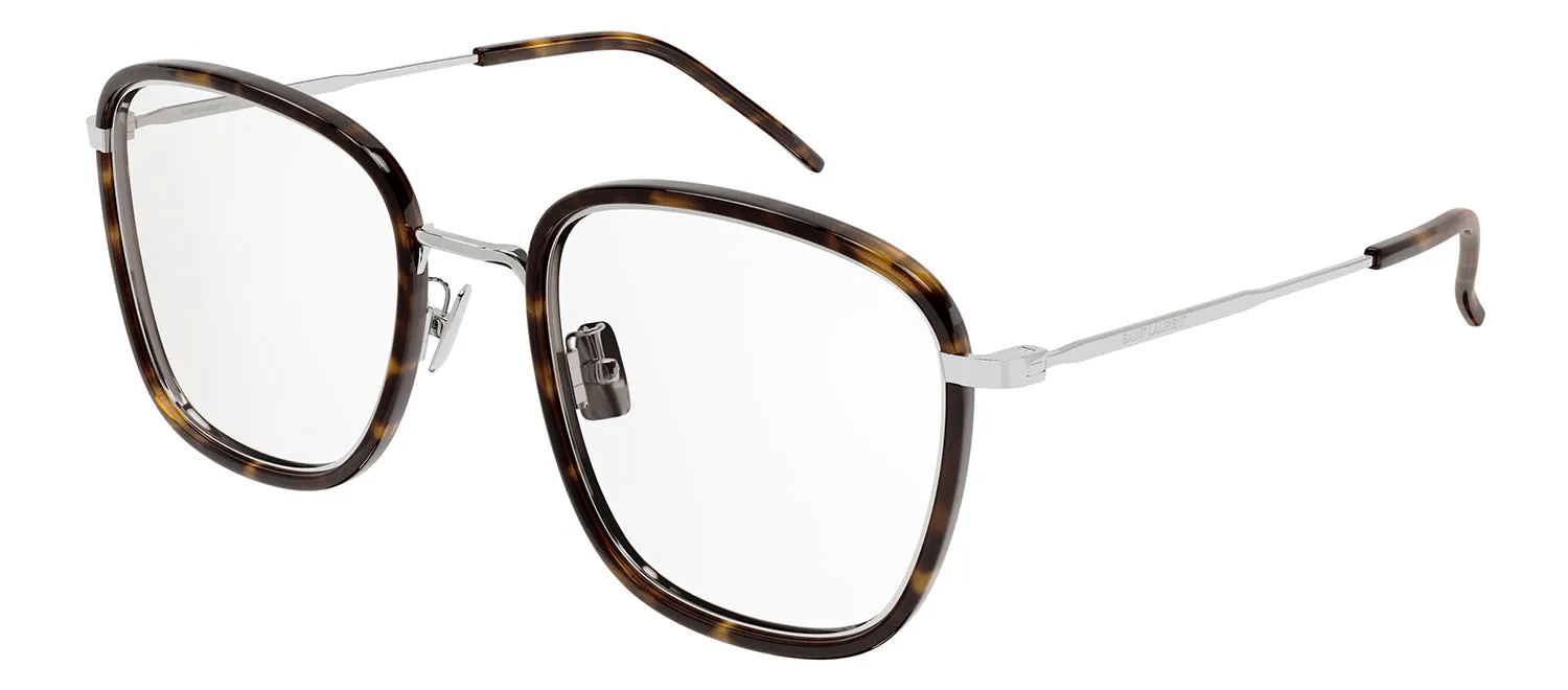 Saint Laurent SL 440/F OPT 002 Square Metal Havana Eyeglasses with Logo Stamped Demo Lenses sold by Gaffos product image thumbnail 2