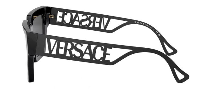 Versace VE 4431F 538087 Square Plastic Black Sunglasses with Dark Gray Solid Color Lens sold by Gaffos
