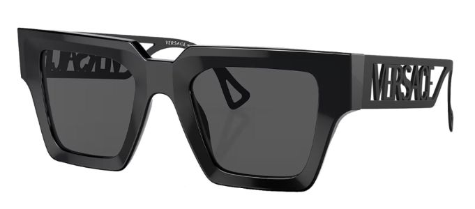 Versace VE 4431F 538087 Square Plastic Black Sunglasses with Dark Gray Solid Color Lens sold by Gaffos