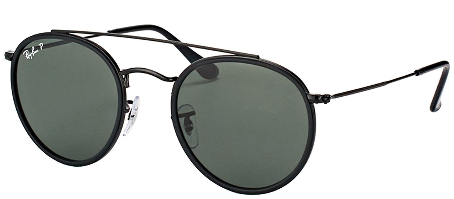 Ray-Ban Round Double Bridge RB 3647N 002/58 Round Metal Black Sunglasses with Green Polarized Lens sold by Gaffos product image thumbnail 2