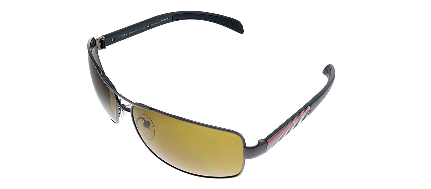 Prada Linea Rossa PS 54IS 5AV5Y1 Rectangle Metal Gunmetal Sunglasses with Brown Polarized Lens sold by Gaffos product image thumbnail 2