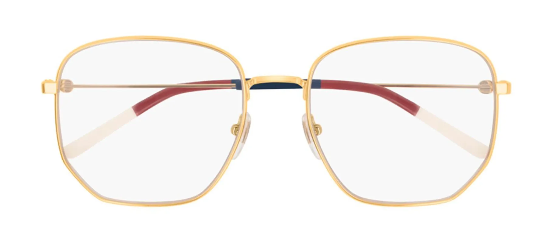 Gucci GG 0396O 002 Geometric Metal Gold Eyeglasses with Demo Lens sold by Gaffos