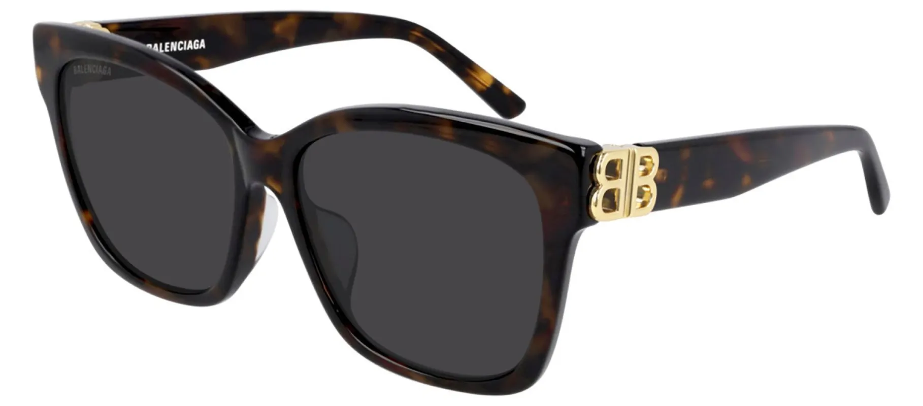 Balenciaga BB 0102S 002 Square Acetate Havana Sunglasses with Green Lens sold by Gaffos