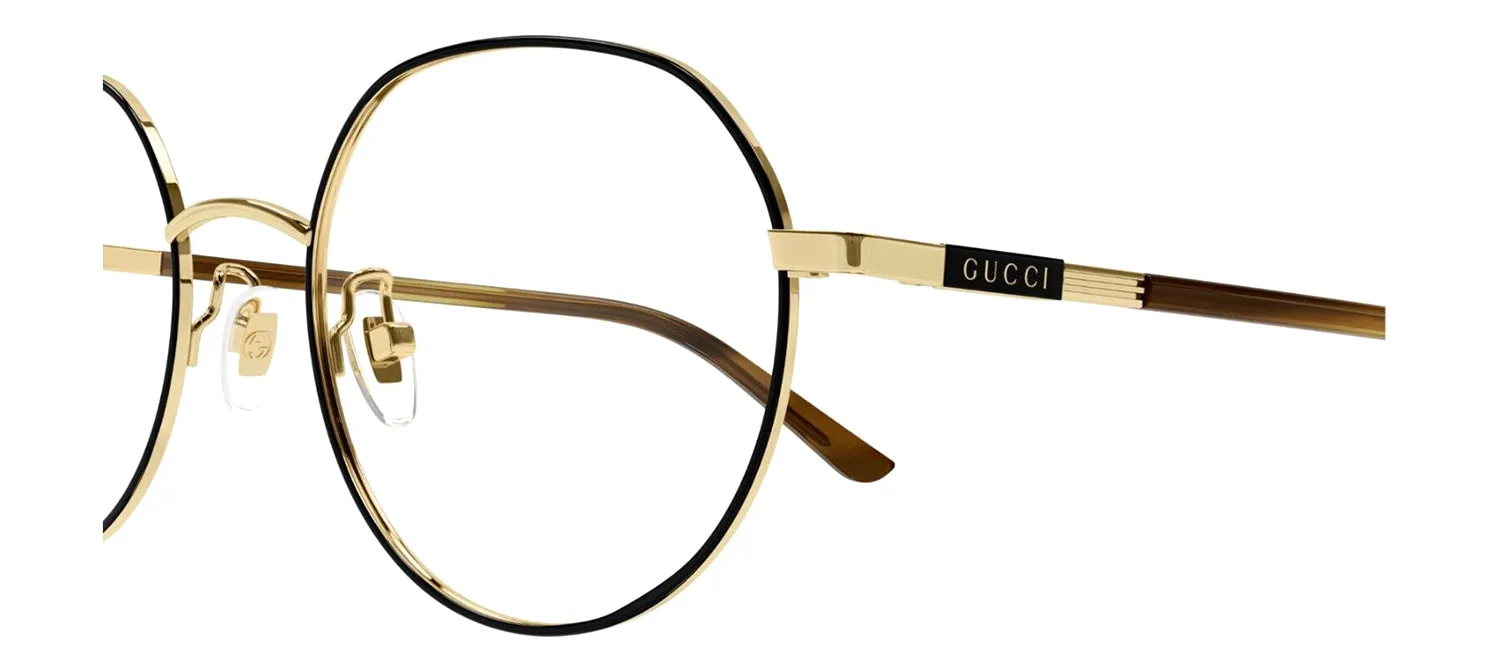 Gucci GUCCI LOGO GG 1349O 003 Round Metal Gold Eyeglasses with Logo Stamped Demo Lenses sold by Gaffos product image thumbnail 3