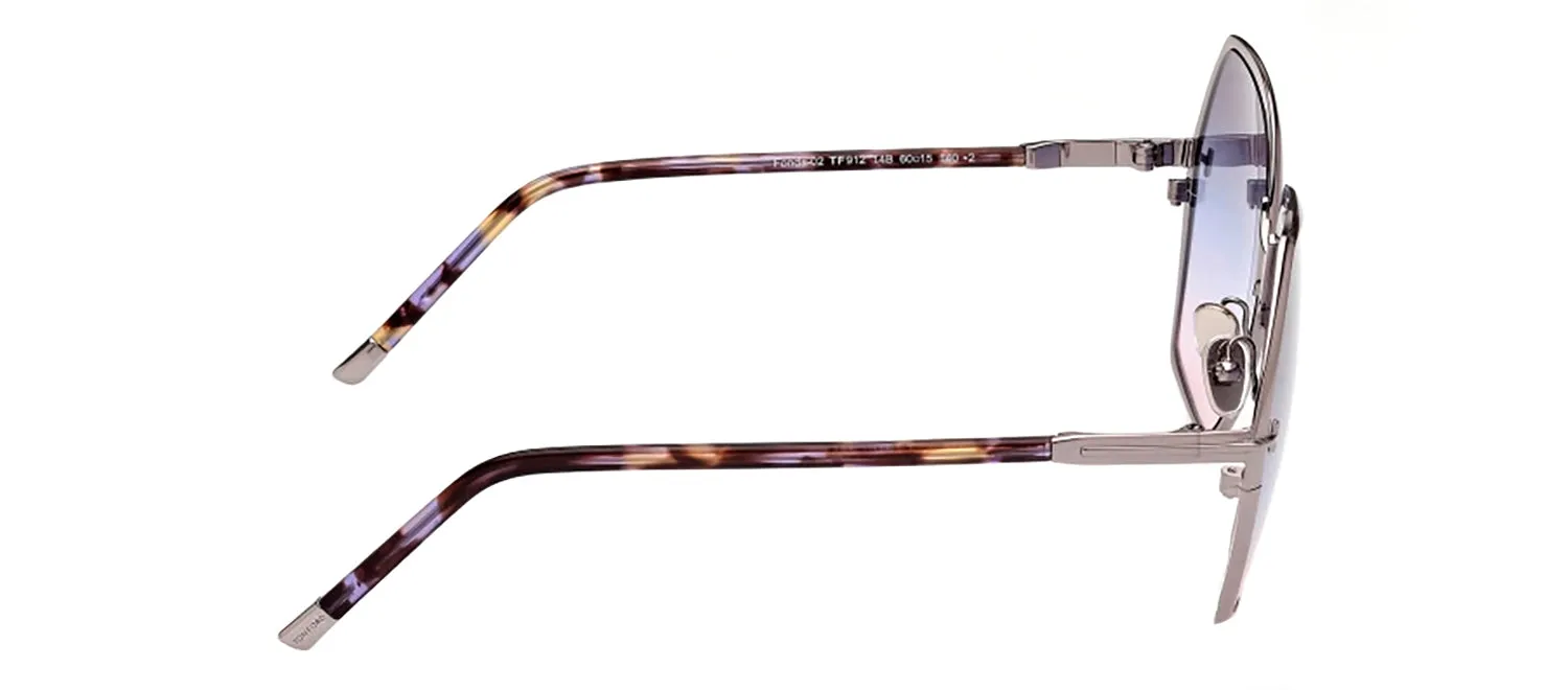 Tom Ford Fonda-02 TF 912 14B Geometric Metal Ruthenium Sunglasses with Blue Gradient Lens sold by Gaffos product image thumbnail 2