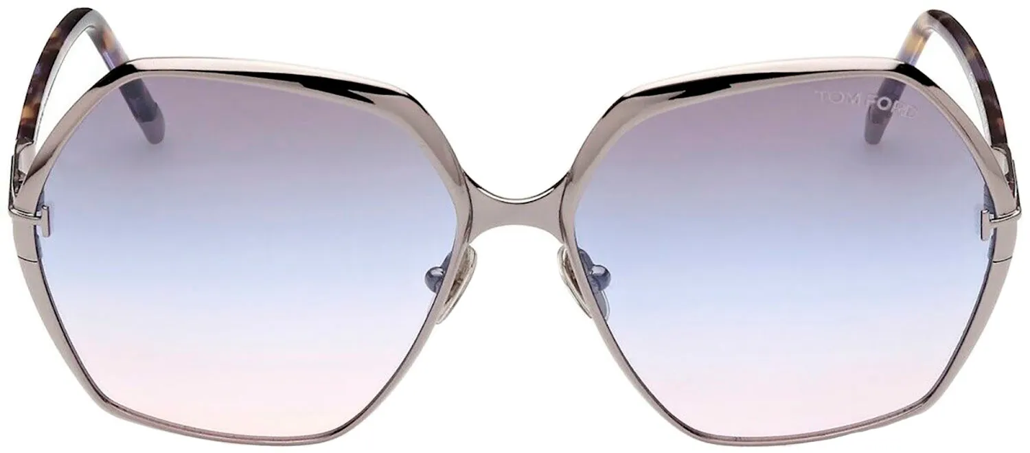 Tom Ford Fonda-02 TF 912 14B Geometric Metal Ruthenium Sunglasses with Blue Gradient Lens sold by Gaffos