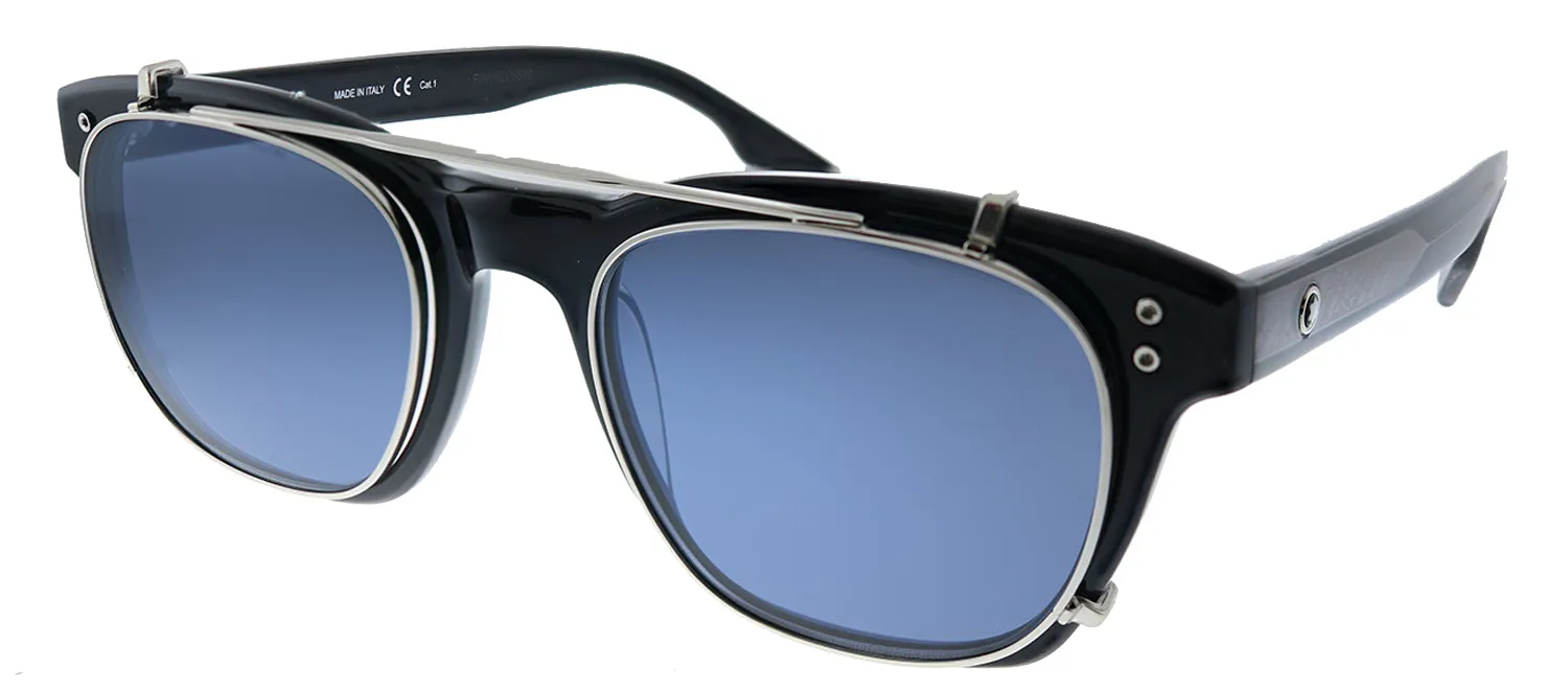 Montblanc MB 0122S 003 Rectangle Acetate Black Sunglasses with Blue Mirror Lens sold by Gaffos product image thumbnail 2