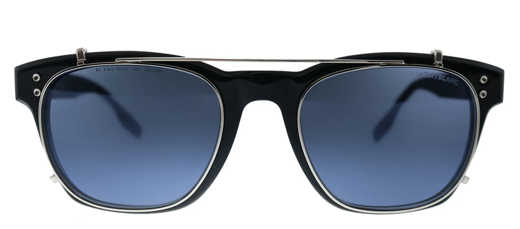 Montblanc MB 0122S 003 Rectangle Acetate Black Sunglasses with Blue Mirror Lens sold by Gaffos