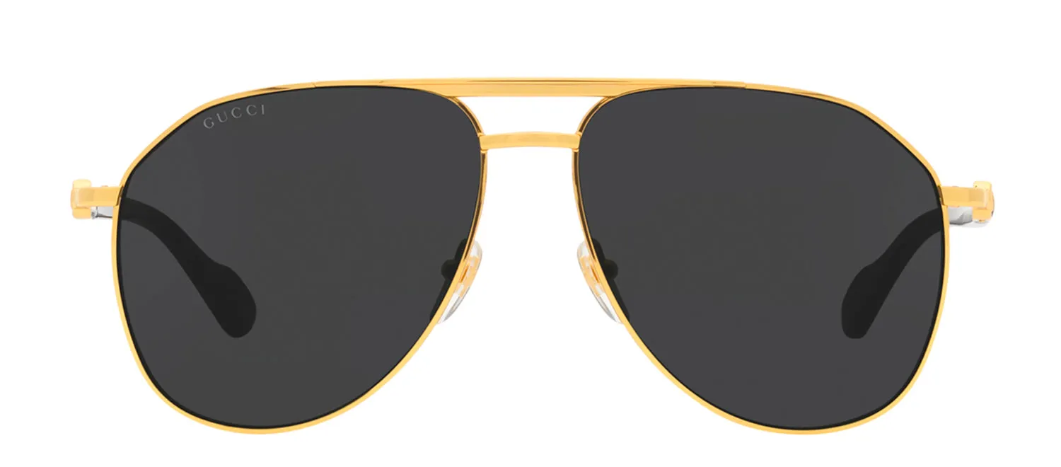 Gucci GG 1220S 001 Aviator Metal Gold Sunglasses with Grey Lens sold by Gaffos