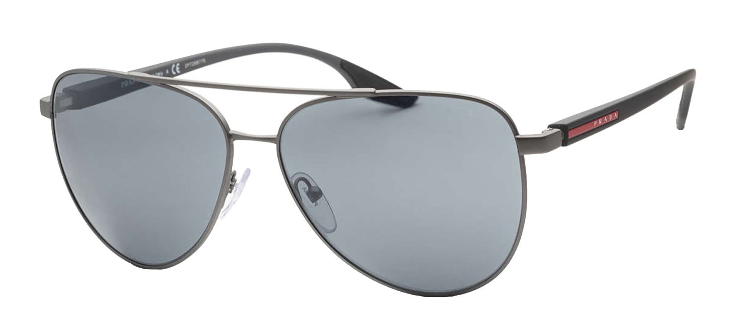 Prada Linea Rossa PS 52WS DG107G Pilot Metal Gunmetal Sunglasses with Grey Solid Color Lens sold by Gaffos