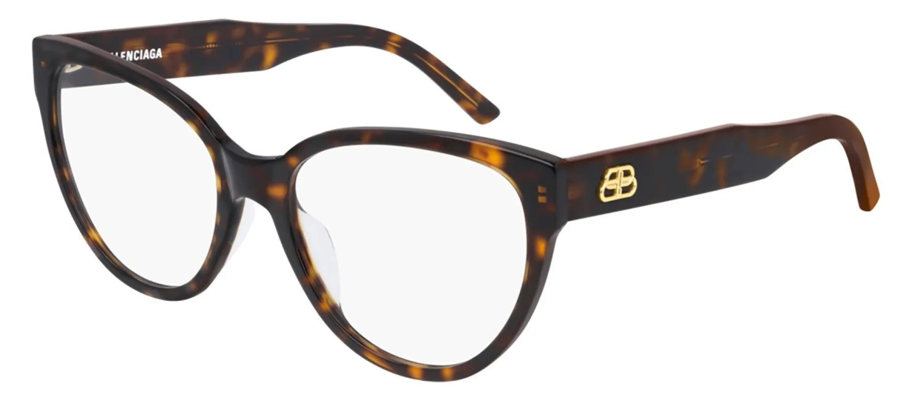 Balenciaga BB 0064O 002 Cat-Eye Acetate Havana Eyeglasses with Demo Lens made by Gaffos