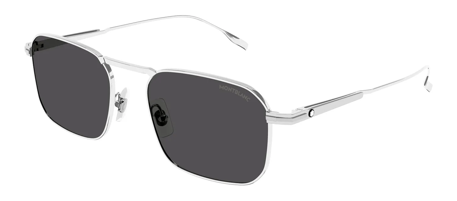 Montblanc MB 0218S 001 Square Metal Silver Sunglasses with Grey Lens sold by Gaffos