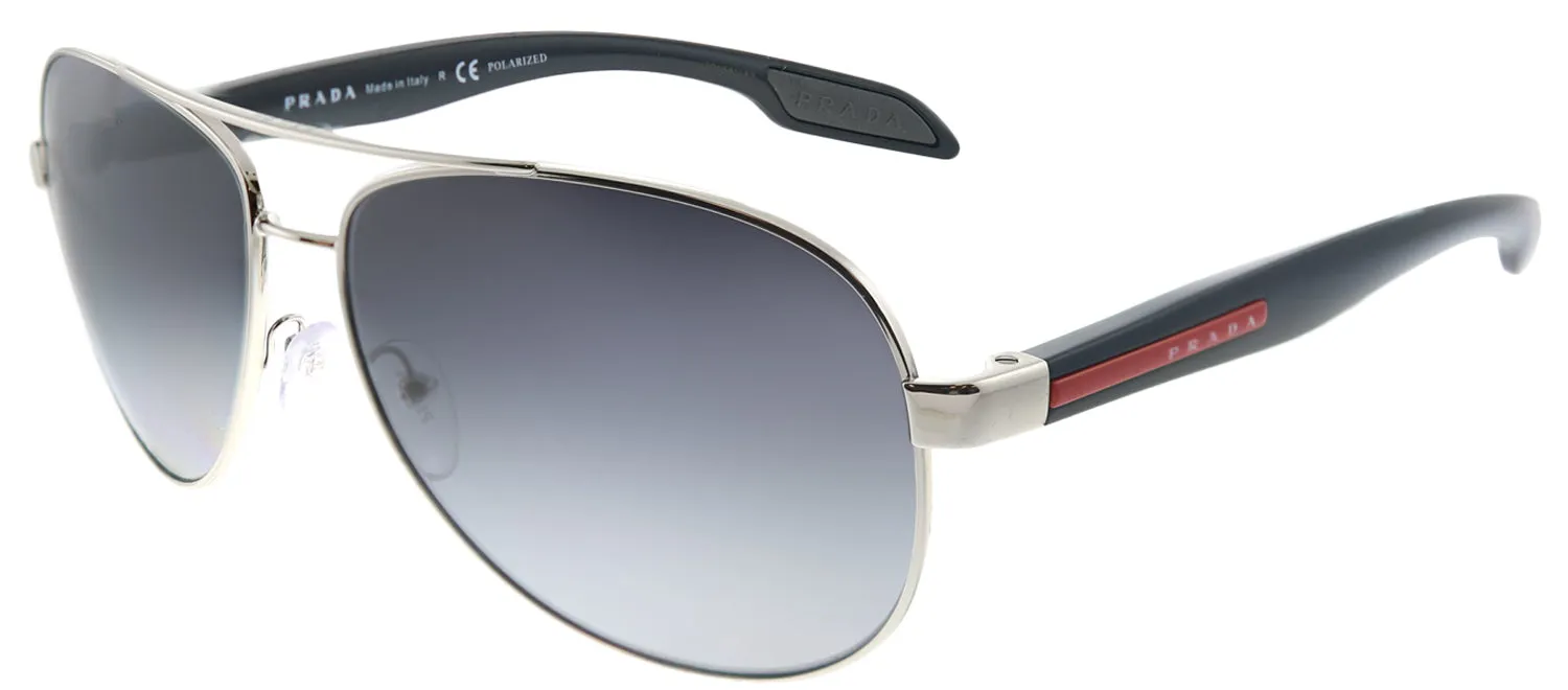 Prada Linea Rossa Lifestyle PS 53PS 1BC5W1 Aviator Metal Silver Sunglasses with Grey Gradient Polarized Lens sold by Gaffos product image thumbnail 2