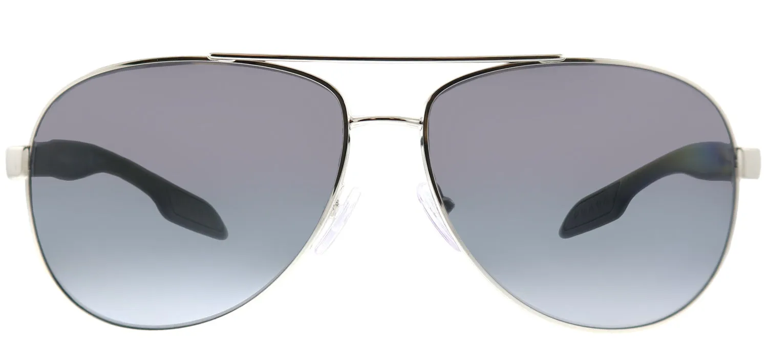 Prada Linea Rossa Lifestyle PS 53PS 1BC5W1 Aviator Metal Silver Sunglasses with Grey Gradient Polarized Lens sold by Gaffos