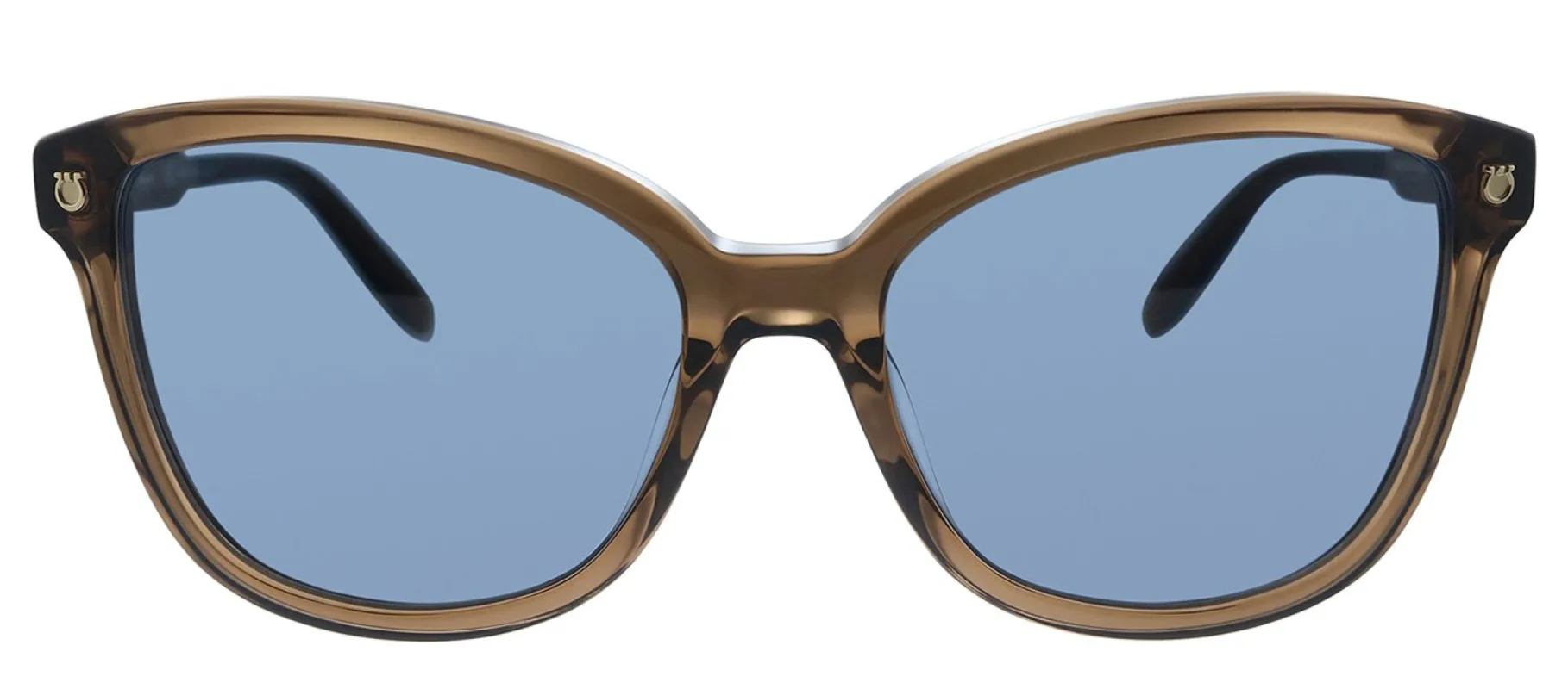Salvatore Ferragamo SF 815S 210 Square Plastic Brown Sunglasses with Blue Lens made by Gaffos