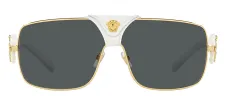 Versace VE 2207Q 134187 Square Metal Gold Sunglasses with Grey Lens sold by Gaffos