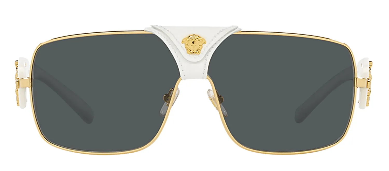 Versace VE 2207Q 134187 Square Metal Gold Sunglasses with Grey Lens sold by Gaffos